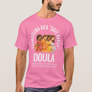 Camiseta Doula Divertida de Manos Seguras Personalizadas