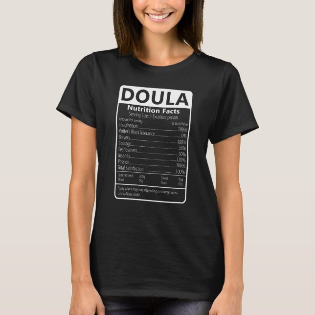 Camiseta DOULA Nutrition Facts Sarcastic Graphic Humor (Anverso)