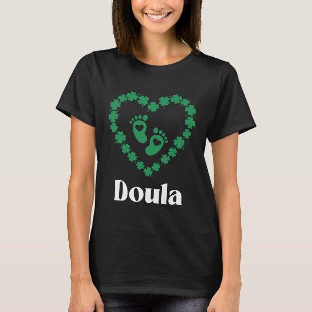 Camiseta Doula St Patrick's Day Irish Shamrock Green Clover (Anverso)