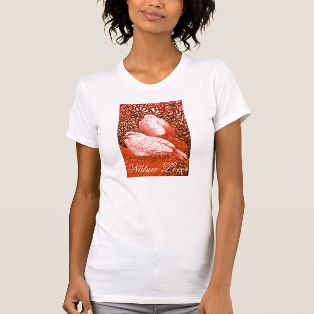 CAMISETA DOVAS BLANCAS EN CORAZÓN DE AMOR ROJO/NATURAL (Anverso)