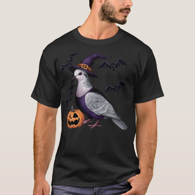 Camiseta Dove Bird Halloween Costume Scary Pumpkin Bat Witc (Anverso)