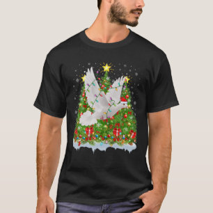 Camiseta Dove Bird Lighing Xmas Tree Lover Funny Dove Chris