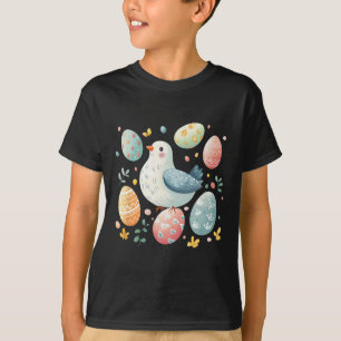 Camiseta Dove Easter Con Huevos De Pascua; Estilo Simple Cu
