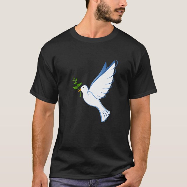 Camiseta Dove Paz Flying Olive Branch Wings Bird B (Anverso)