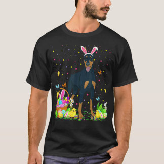 Camiseta Dovebérman Pinscher Perro Divertido Cazando Huevos