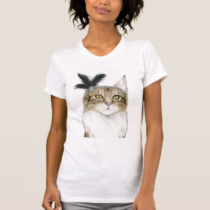 Camiseta Downton Cat Adornado Con Pájaros