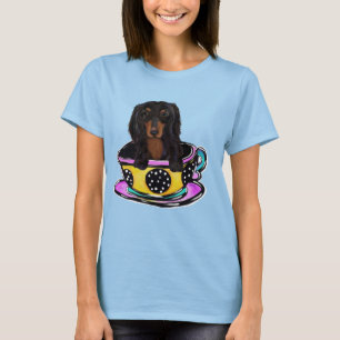 Camiseta Doxie Negro de Pelo Largo
