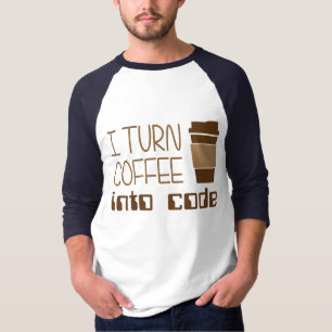 Camiseta Doy vuelta al café en código programado