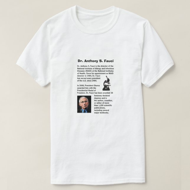 Camiseta Dr. Fauci, diseño biológico, (Diseño del anverso)