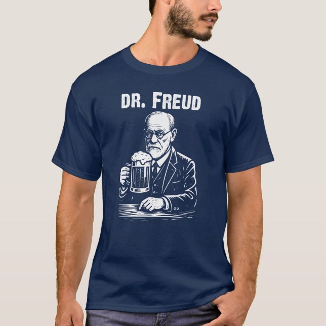 Camiseta Dr. Freud con Ilustracion de cerveza (Anverso)