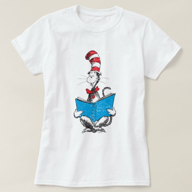 Camiseta Dr. Seuss| El gato en el Gorra - Leyendo (Diseño del anverso)