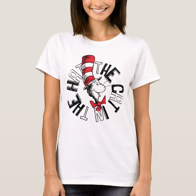 Camiseta Dr. Seuss | Gato en el arte redondo Gorra (Anverso)