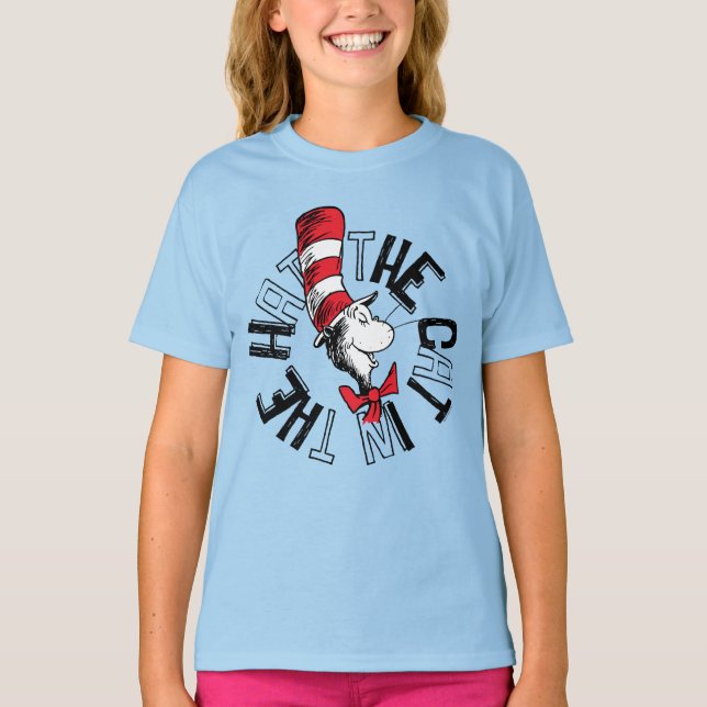 Camiseta Dr. Seuss | Gato en el arte redondo Gorra (Anverso)