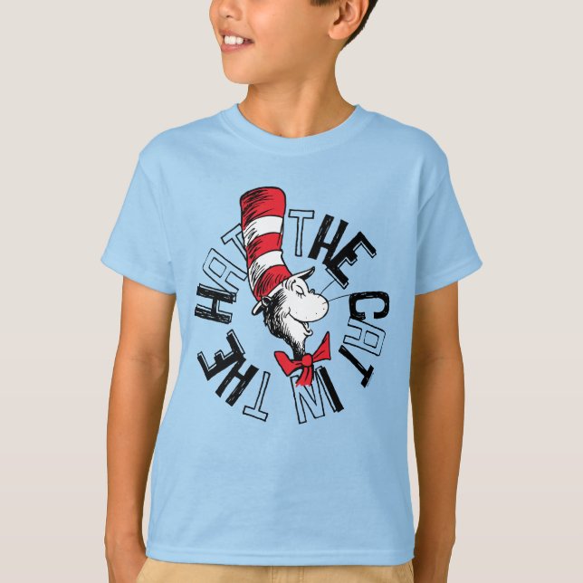 Camiseta Dr. Seuss | Gato en el arte redondo Gorra (Anverso)