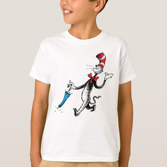 Camiseta Dr. Seuss | Gato en la caminata del paraguas Gorra (Anverso)