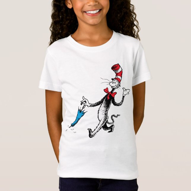 Camiseta Dr. Seuss | Gato en la caminata del paraguas Gorra (Anverso)