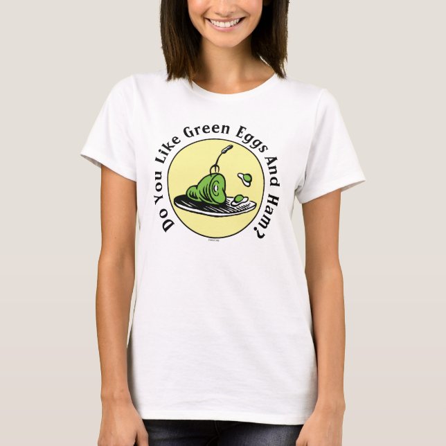 Camiseta Dr. Seuss| Huevos verdes e ícono de jamón (Anverso)