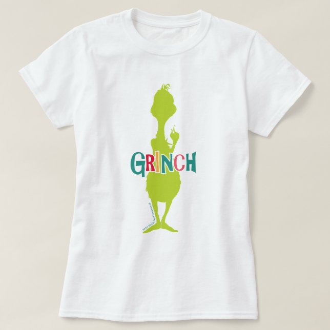 Camiseta Dr. Seuss | La silueta verde Grinch (Diseño del anverso)