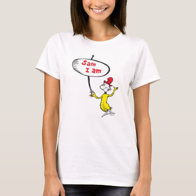 Camiseta Dr. Seuss| Sam-I-Am Rótulo (Anverso)