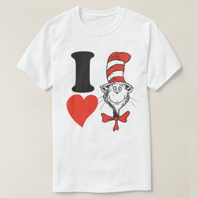 Camiseta Dr. Seuss Valentine | Corazón del gato en el Gorra (Diseño del anverso)