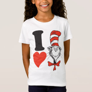 Camiseta Dr. Seuss Valentine  Corazón del gato en el Gorra
