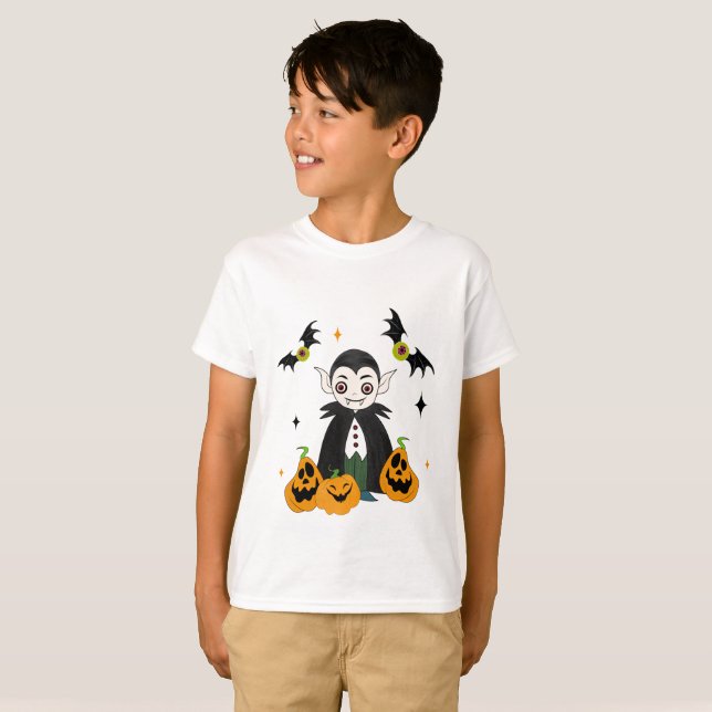 Camiseta Drácula con calabazas (Anverso completo)