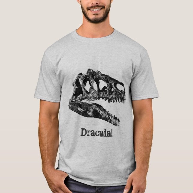 Camiseta ¡Drácula! Cráneo del dinosaurio del Allosaurus (Anverso)