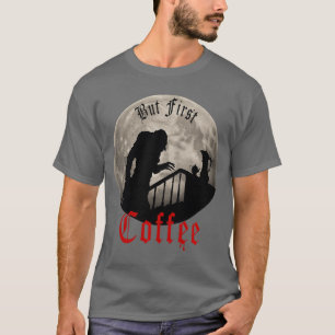 Camiseta Dracula Divertido Horror Pero Primero Café Gótico 