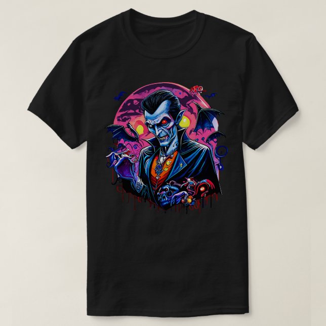 Camiseta Drácula psicodélica (Diseño del anverso)