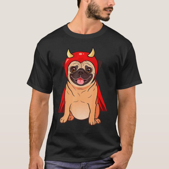Camiseta Dracula Pug Vampiro Perro Lindo Disfraz de Hallowe (Anverso)