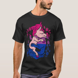 Camiseta Dragón abraza a unicornio con bandera bisexual LGB