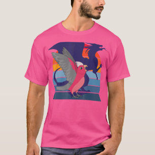 Camiseta Dragón alado retro grito gala con pecho Rosa