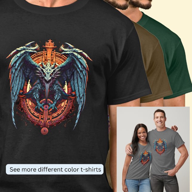 Camiseta Dragón alado verde sobre fondo Naranja (Subido por el creador)