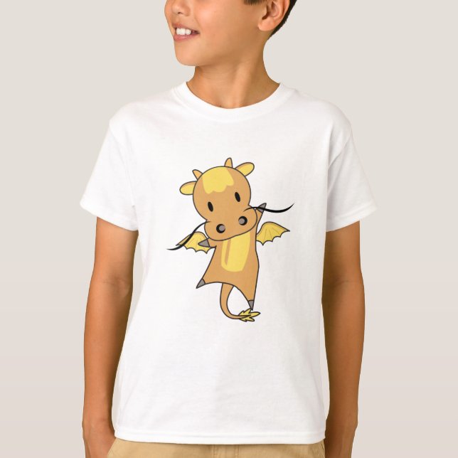 Camiseta Dragón amarillo Hada Hada Tale Fantasy Cute Animal (Anverso)