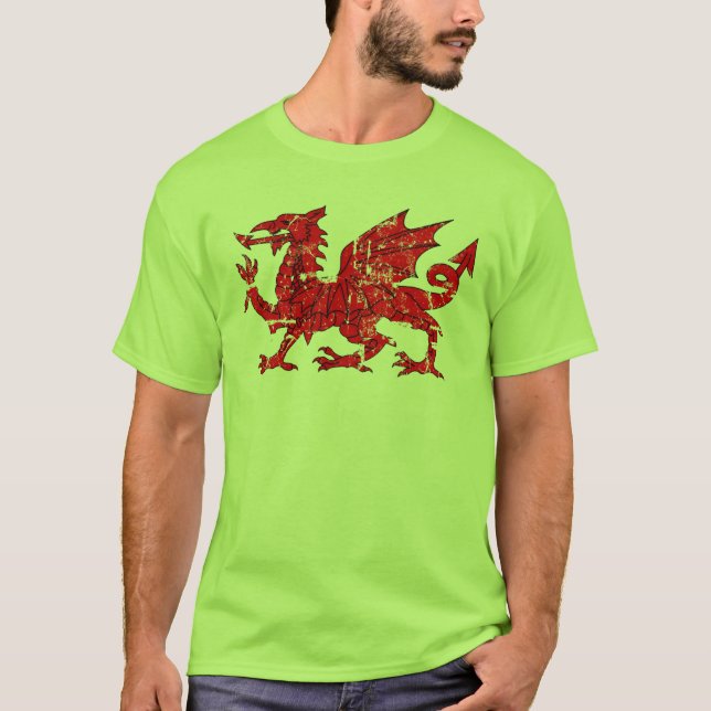 Camiseta dragón apenado de la bandera de País de Gales (Anverso)