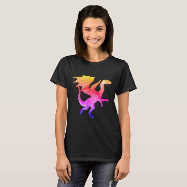 Camiseta Dragón arcoiris 3D (Anverso completo)