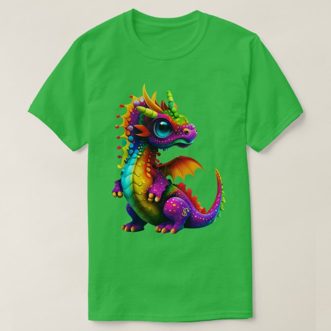 Camiseta Dragón arcoiris puro 1 (Diseño del anverso)