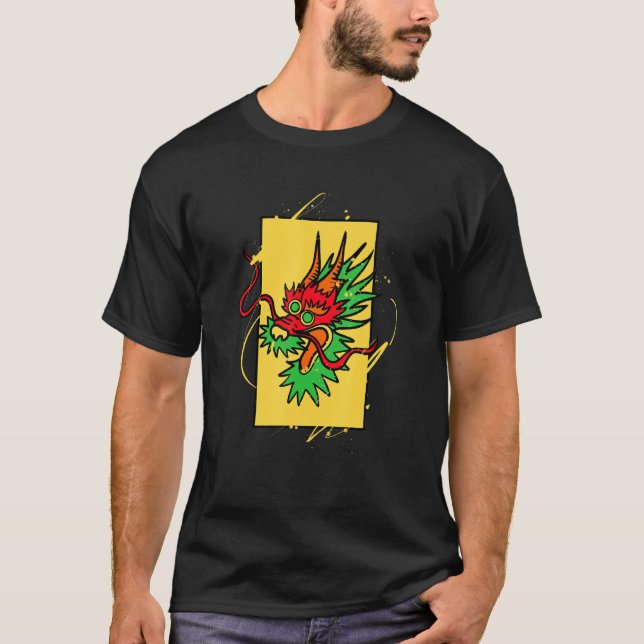 Camiseta Dragón asiático arte oriental chino (Anverso)