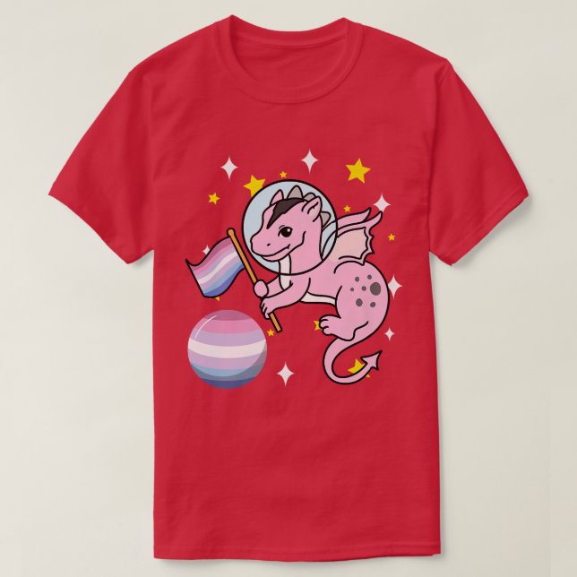 Camiseta Dragon Astronaut Bigender Pride  (Diseño del anverso)
