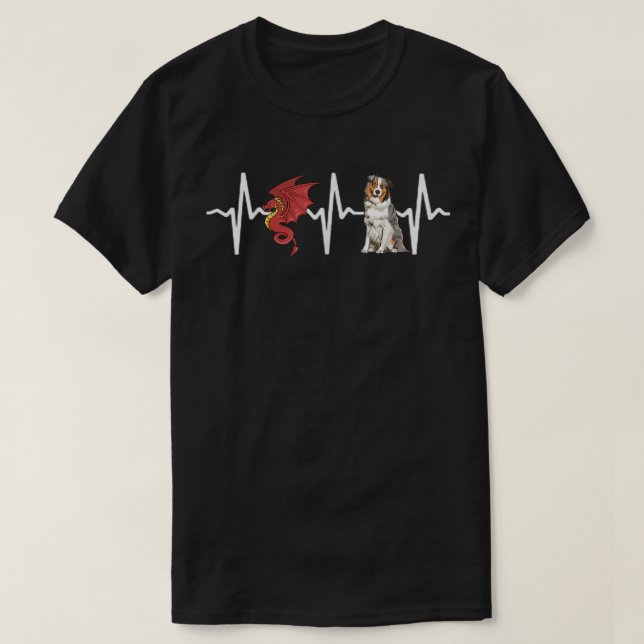 Camiseta Dragon Australian Shepherd Heartbeat Dog Lover  (Diseño del anverso)