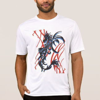 Camiseta Dragón azul del negro de la sombra con rojo