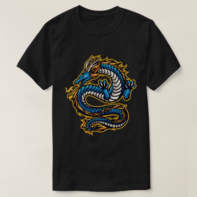 Camiseta Dragón azul en llamas (Diseño del anverso)