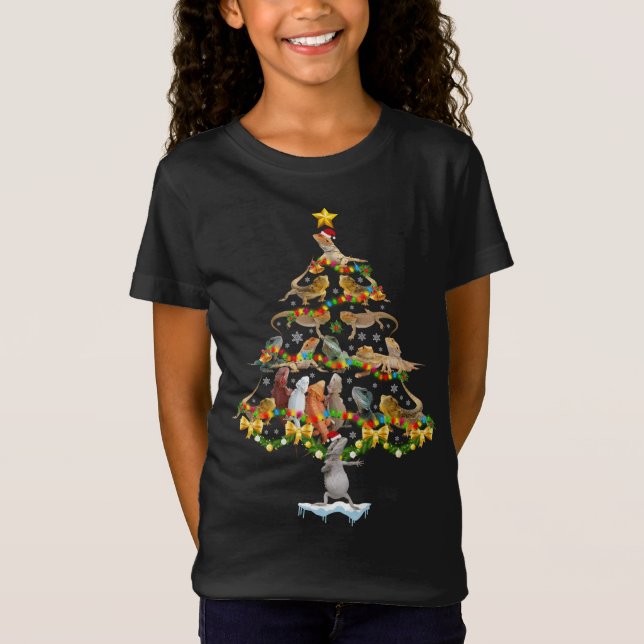 Camiseta Dragón barbudo Árbol de Navidad Divertido Reptile  (Anverso)