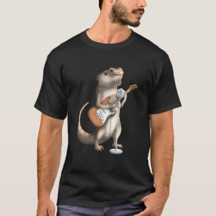 Camiseta Dragón barbudo cantando música guitarrista Musi