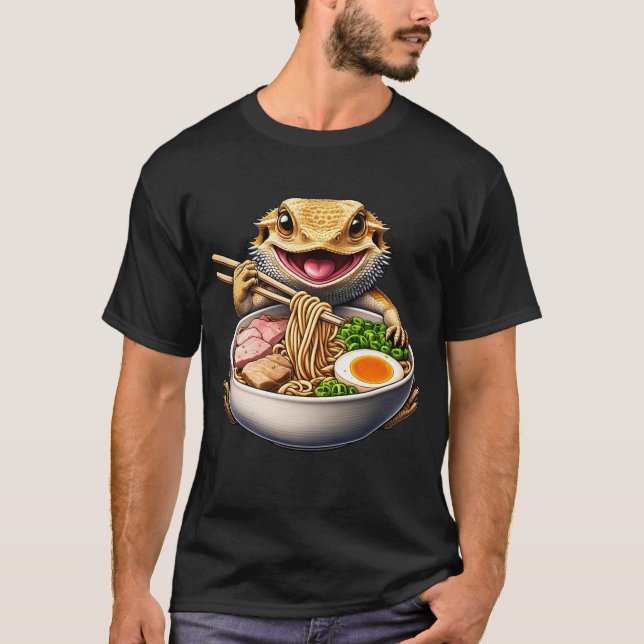 Camiseta Dragón barbudo comiendo fideos Ramen Anime Kawaii (Anverso)