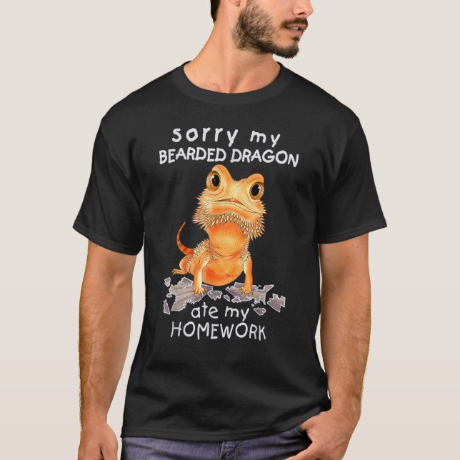 Camiseta Dragon Beardie Ate My Homework Lizard Rep (Anverso)