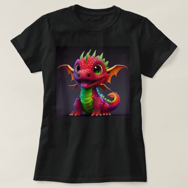 Camiseta Dragón bebé feliz y colorido (Diseño del anverso)