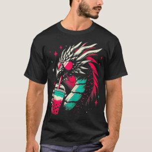 Camiseta Dragón Beber Boba Tea Retro Dragón Con Burbuja
