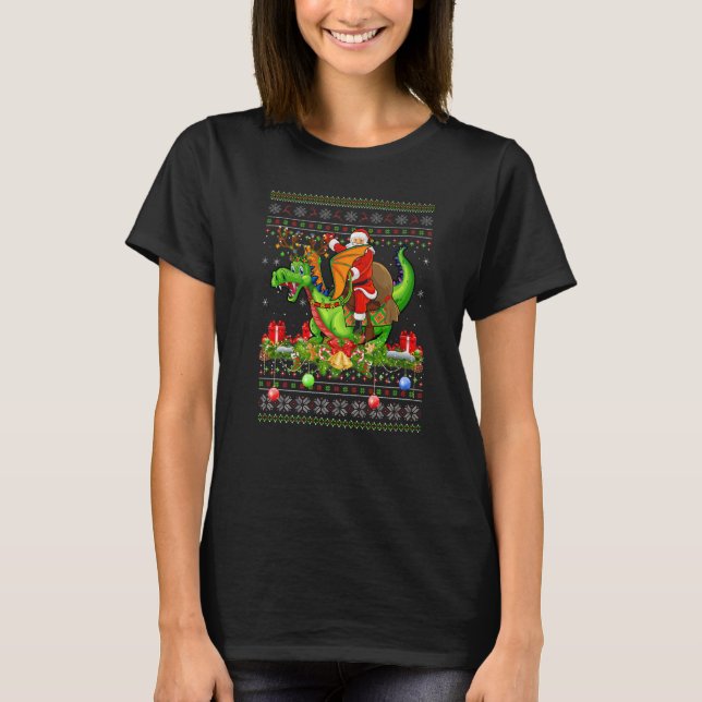 Camiseta Dragon Bird  Ugly Santa Riding Dragon Christmas (Anverso)