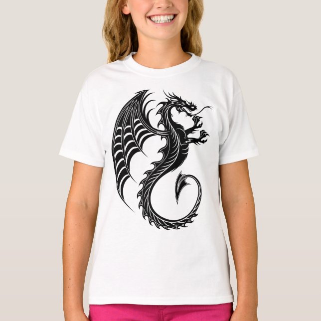 Camiseta Dragon Black Shape Tattoo Style (Anverso)